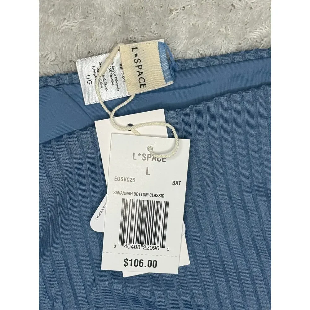 NWT L*Space Savannah Ribbed High Waist Bikini Bottom Baltic L